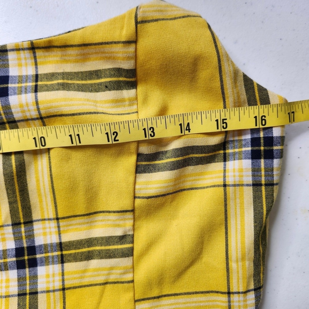 Forever 21 Yellow Plaid Mini Dress Medium 90s Bodycon Spaghetti Strap Clueless - Picture 11 of 11